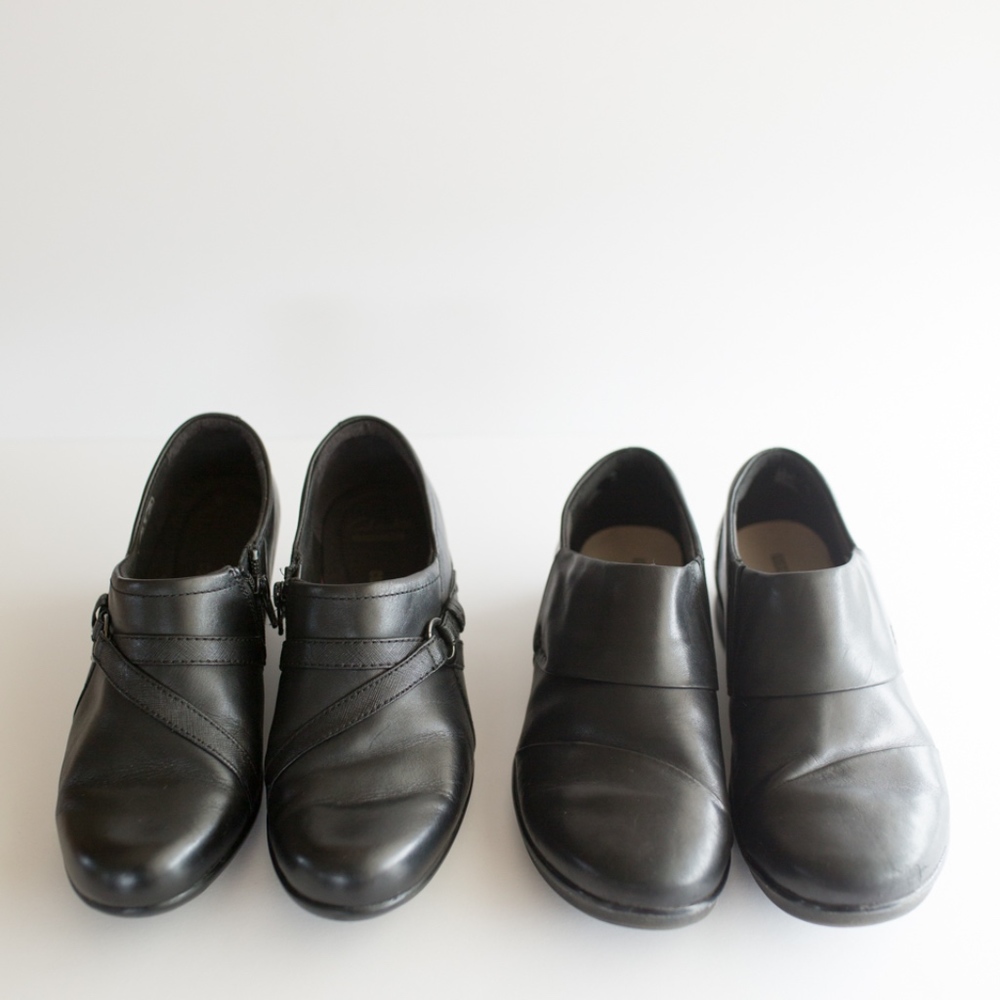Clarks Black Leather Shoes 7.5W